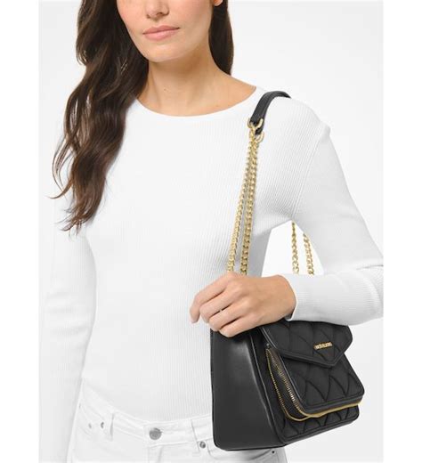 michael kors regina medium|Regina Medium Woven Shoulder Bag .